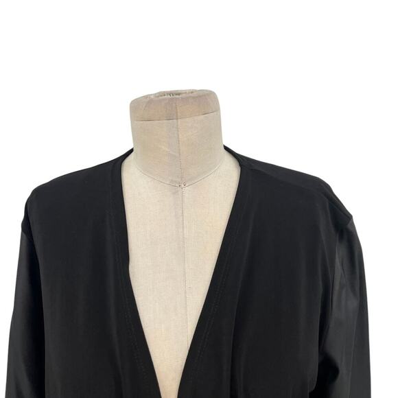 Clara Sunwoo Liquid Leather Sleeve Drape Cardigan Black Size Large *flawed - Picture 3 of 12